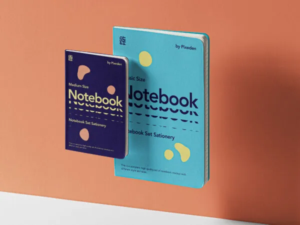 Mockup For a Pair of Notebooks in Two Different Sizes 1