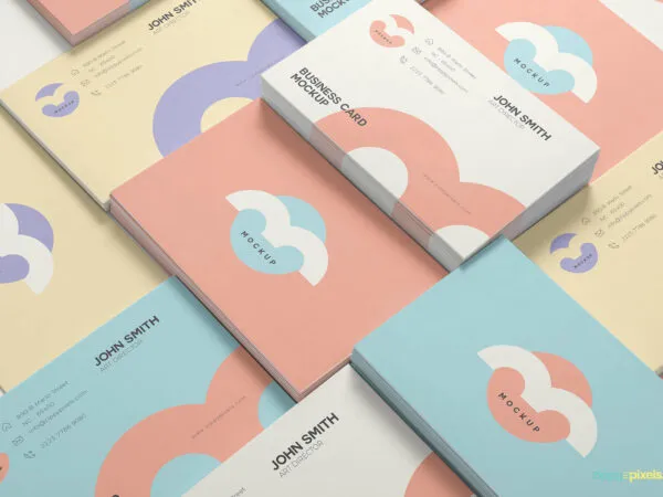 Mockup Including Stacks of Vertical and Horizontal Name Cards 1