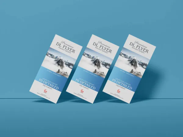 Mockup Including Three DL Flyers Arranged Diagonally Side to Side 1