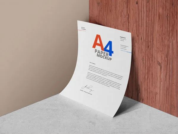 Mockup Including a Curved A4 Paper 1