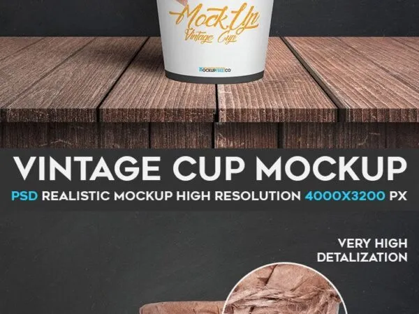 Mockup Including a Vintage Cup with Cloth Lid 1