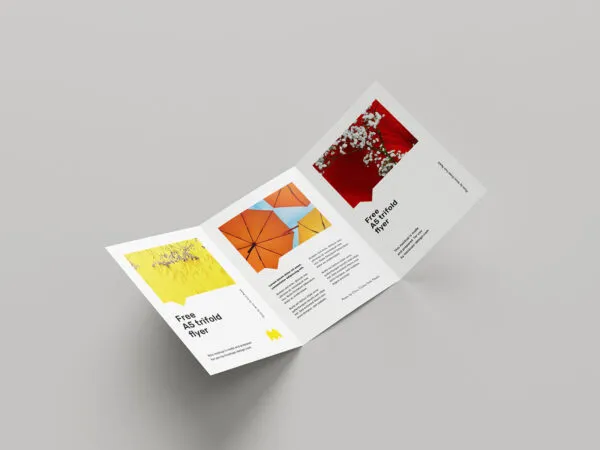 Mockup Pack Including A5 Trifold Brochure in 7 Different Positions 1