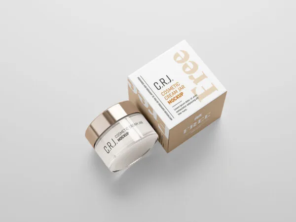 Mockup Presenting a Rounded Jar with Paper Boxes Cosmetic 1