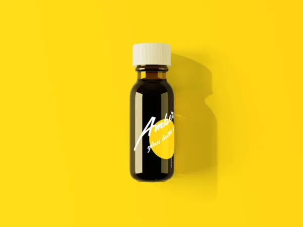 Mockup Showcasing Amber Glass Medicine and Liquid Bottle 1