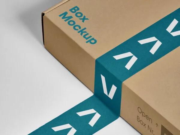 Mockup Showcasing Box with a Strip Attached on It 1