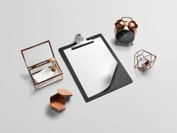 Mockup Showcasing Branding Scene Containing A4 Paper and Cards 1