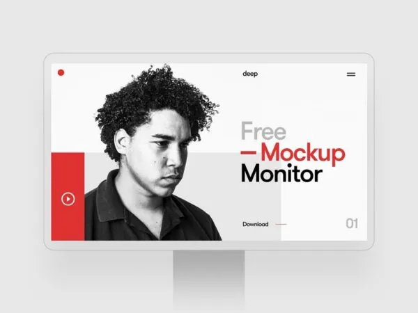 Mockup Showcasing Complete View of Monitor Screen 1