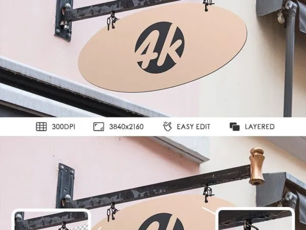 Mockup Showcasing Elliptical Shop Signboard 1