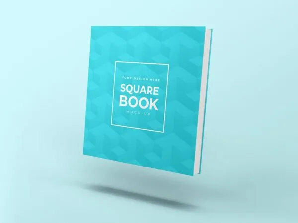 Mockup Showcasing Floating Hardcover Square Book 1