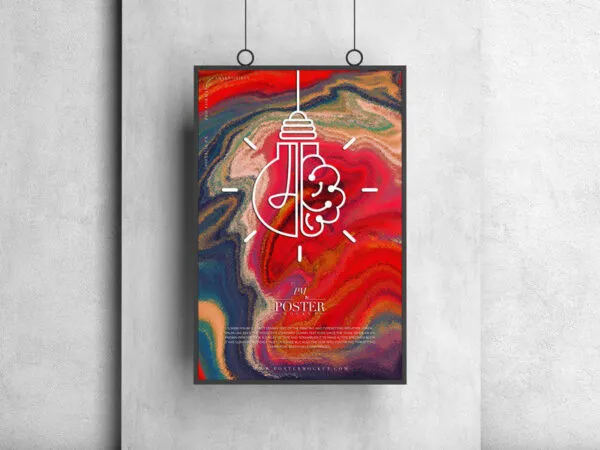 Mockup Showcasing Frame Poster Hanged Over Cement Pillar 1