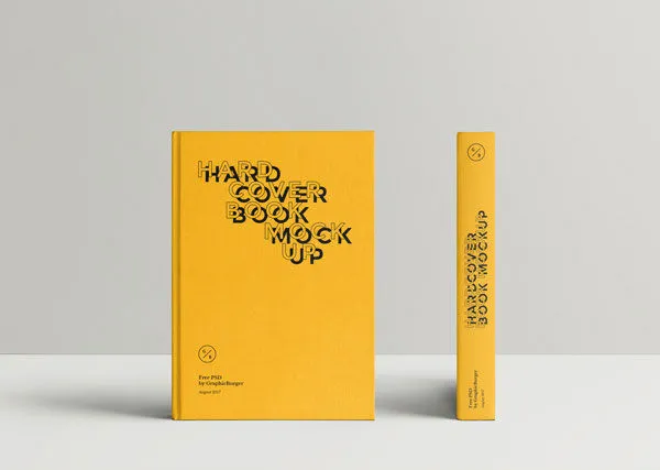 Mockup Showcasing Front and Spine View of a Hardcover Book 1