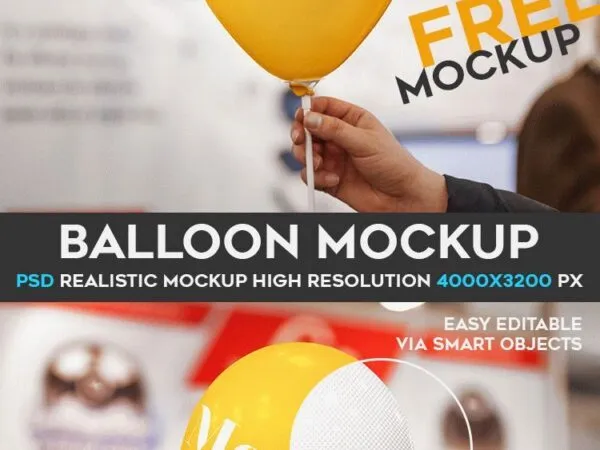 Mockup Showcasing Hand Holding Balloon with Blurry Background 1