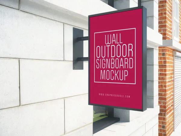 Mockup Showcasing Hanging Wall Outdoor Signboard 1
