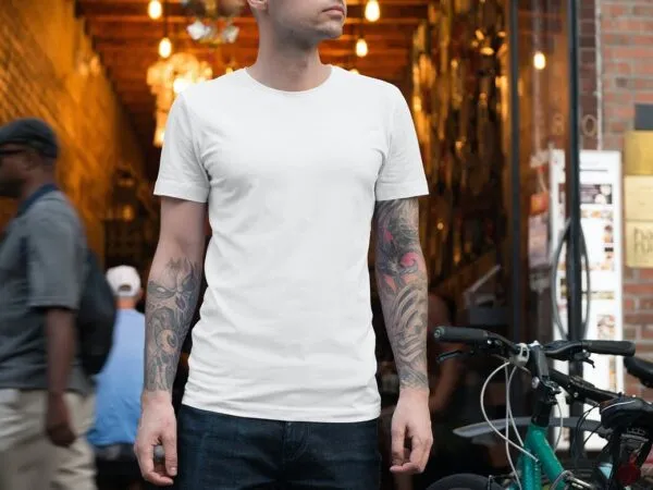Mockup Showcasing Man and Woman Models Wearing T Shirts 1