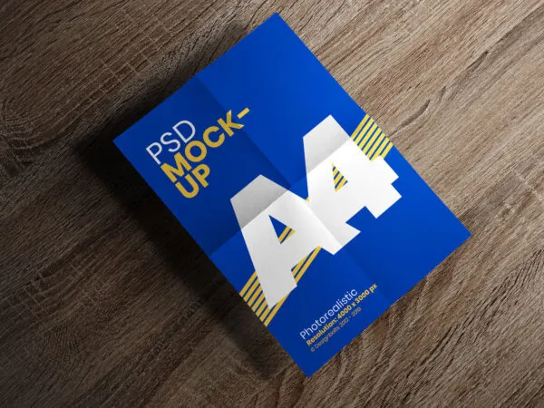 Mockup Showcasing Overhead View of Folded A4 Flyer 1