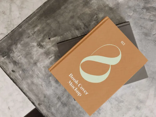 Mockup Showcasing Overhead View of Two Hardcover Books 1