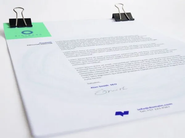 Mockup Showcasing Perspective View of A4 Letterhead with Paper Clips 1