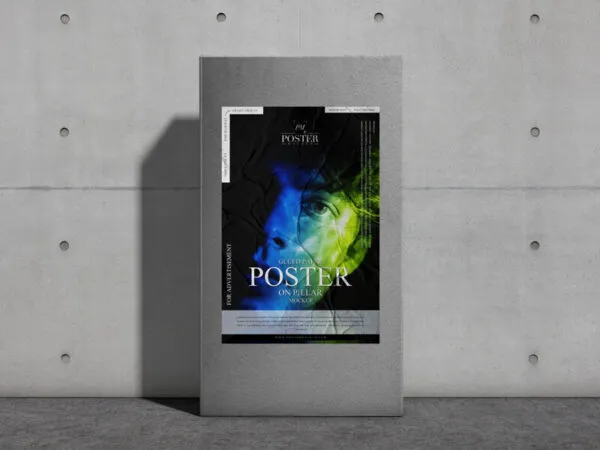 Mockup Showcasing Poster Glued on Pillar in Outdoor Scene 1