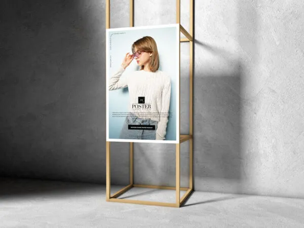 Mockup Showcasing Poster on a Wooden Stand 1