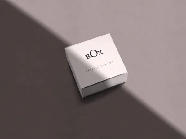 Mockup Showcasing Square Box in Four Different Scenes with Overlayed Shadows 1