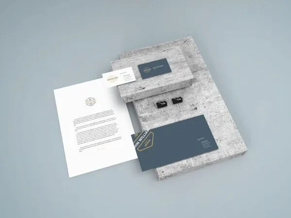Mockup Showcasing Stationery Scene of Business Cards Envelop and Letterhead 1