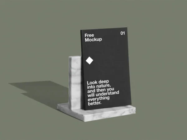 Mockup Showcasing Thin Book on Stone Stand 1