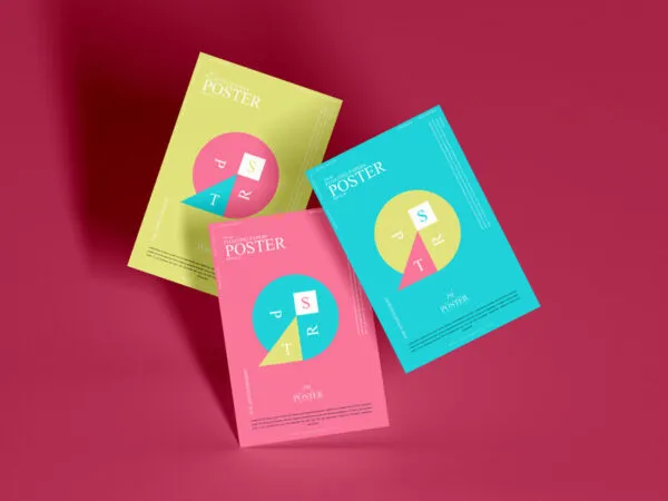 Mockup Showcasing Three Floating Paper Posters 1