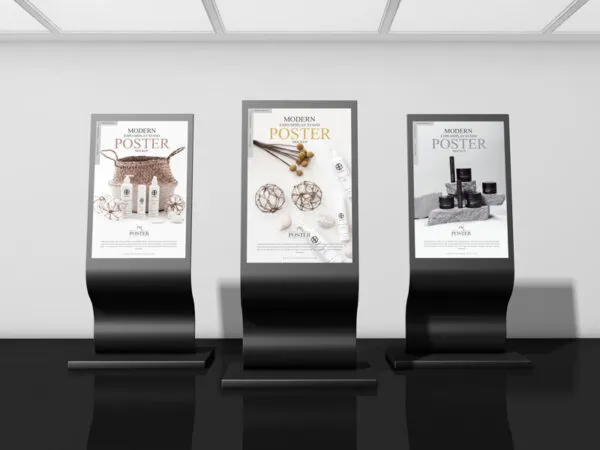 Mockup Showcasing Three Modern Black Stand Poster 1