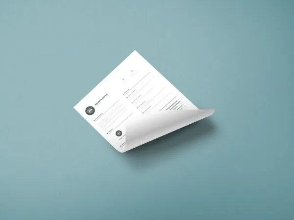 Mockup Showcasing Top View of Curled A4 Paper 1