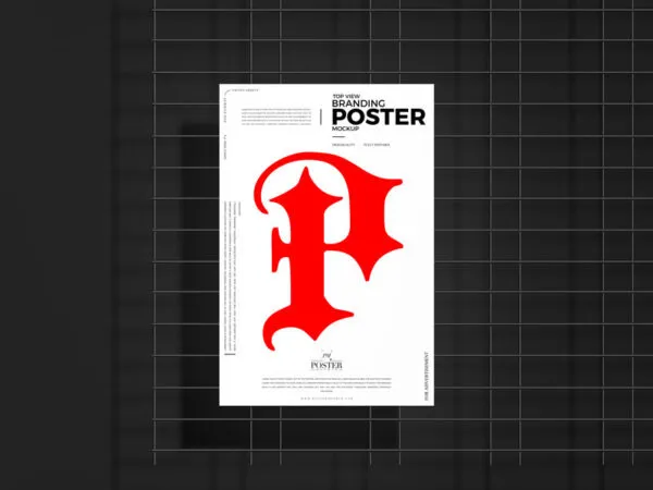 Mockup Showcasing Top View of Poster on Dark Fence Surface 1