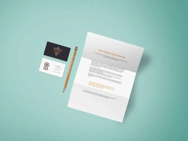 Mockup Showcasing Two Business Cards and a Folding Letterhead 1