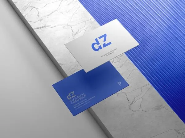 Mockup Showcasing Two Business Cards from Both Sides 1