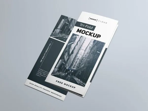 Mockup Showcasing Two Closed Trifold Brochures 1
