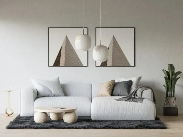 Mockup Showcasing Two Modern Posters in Cozy Living Room with Furniture 1