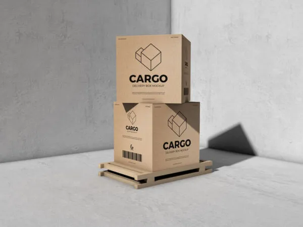 Mockup Showcasing Two Packaging Cargo Delivery Boxes 1