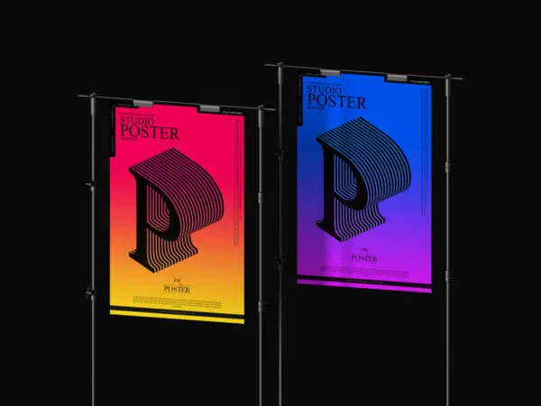 Mockup Showcasing Two Sandwiched Clasps Containing Two Posters 1