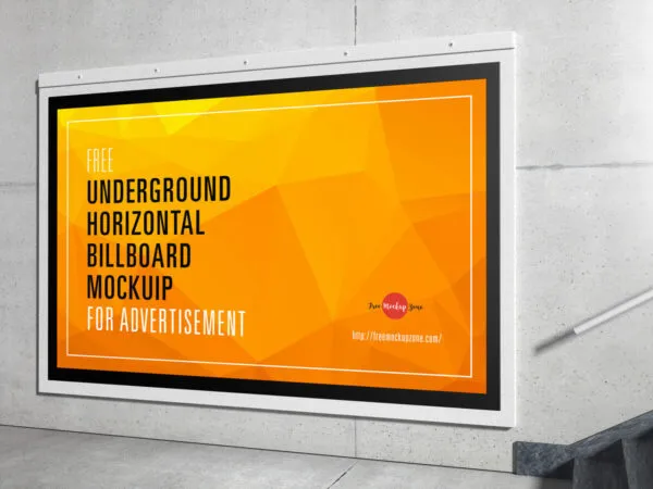 Mockup Showcasing Underground Horizontal Billboard Wall Mounted 1