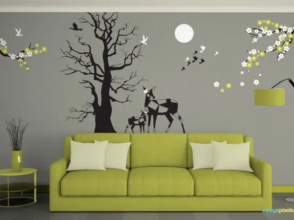 Mockup Showcasing Wallpaper Desgin in Gorgeous Living Room Scene 1
