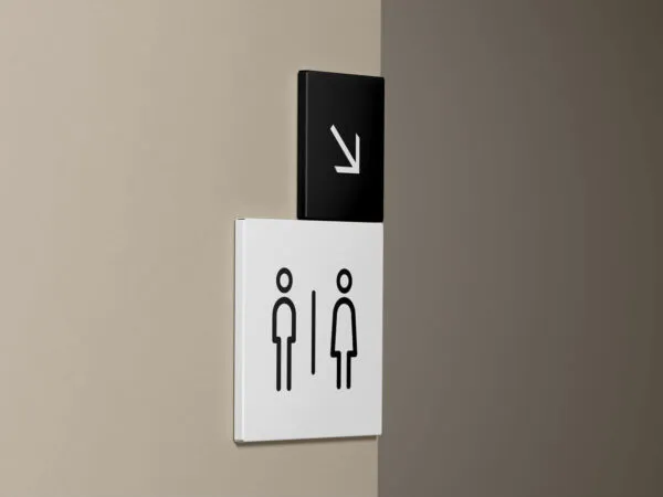 Mockup Showcasing Wayfinding Square Side View 1