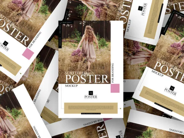 Mockup Showcasing a Scene Filled with Scattered Posters 1