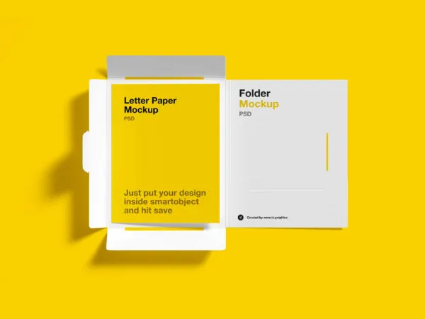Mockup Showcasing an Open Folder Embedding a Letter Paper Brochure 1