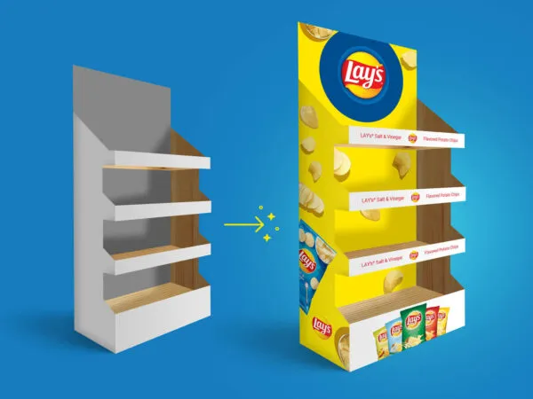 Mockup Showing 34 View of In Store Product Display Rack Stand 1