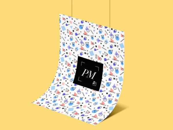 Mockup Showing Hanging Poster Filled with Colorful Signs 1