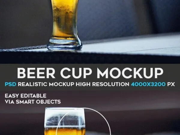 Mockup Showing Long Cup Filled with Beer 1