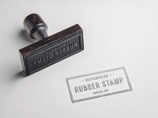 Mockup Showing Lying Rubber Stamp and Its Mark on Paper 1