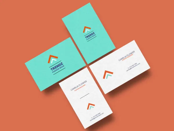 Mockup Showing Overhead View of Four Landscape and Portrait Business Cards 1