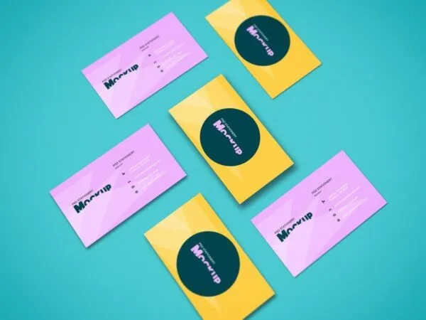 Mockup Showing Overhead View of Six Scattered Business Cards 1