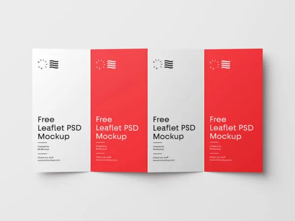 Mockup Showing Overhead View of a Spread Four Panel Brochure 1