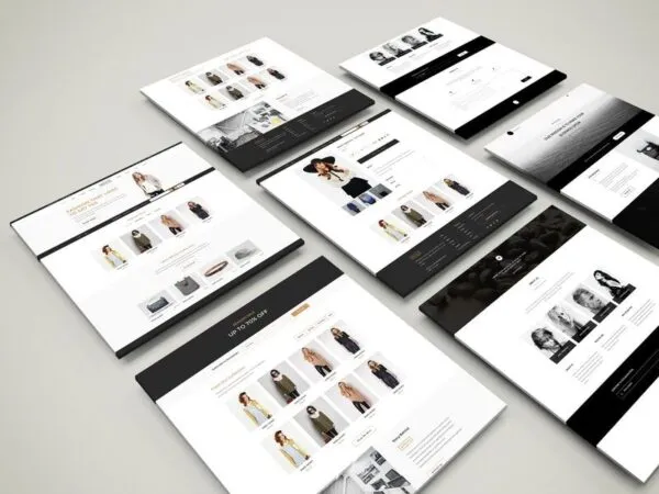 Mockup Showing Perspective View of Isometric Web Pages 1