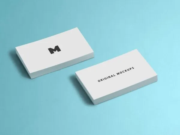 Mockup Showing Perspective View of Two Packs of Business Cards 1
